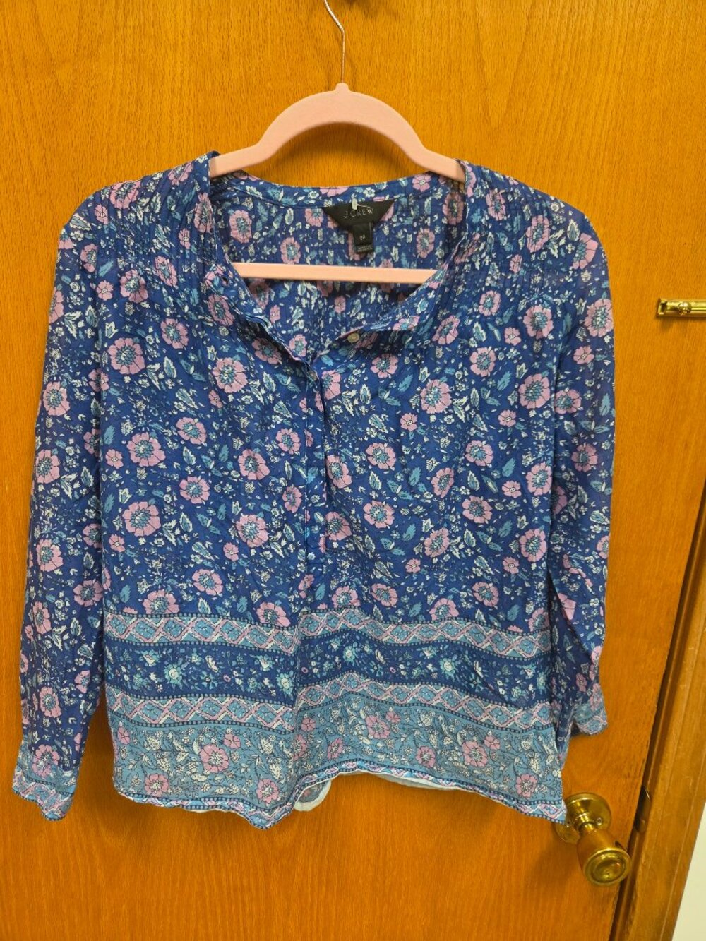 j.crew blue and purple top floral size 6 petite